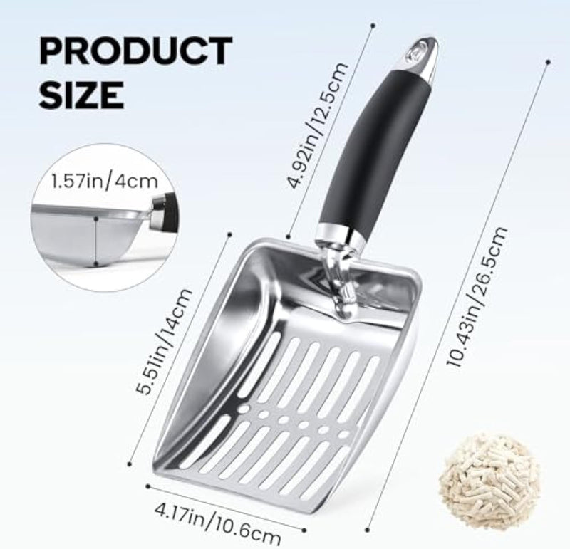 Stainless Steel Cat Litter Scoop with Comfort-Grip Handle