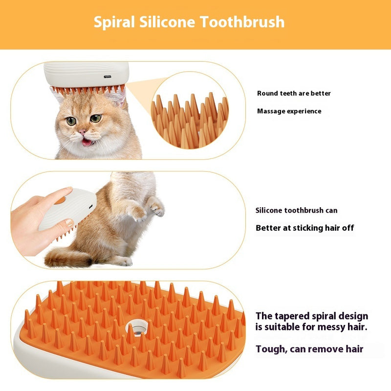 USB Rechargeable Cat Grooming Steam Brush & Massage Comb
