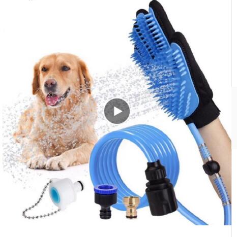 Handheld Pet Shower Sprayer & Massage Brush with Faucet Adapters