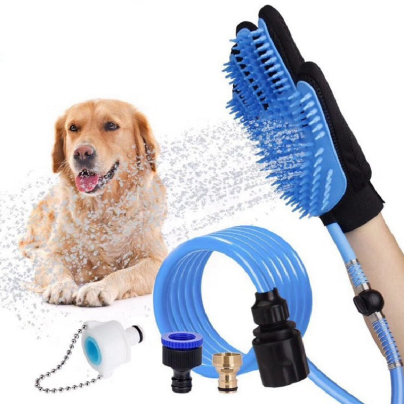 Handheld Pet Shower Sprayer & Massage Brush with Faucet Adapters